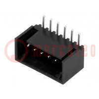 Socket; wire-board; male; PIN: 6; shrouded; 2.54mm; THT; MTA-100