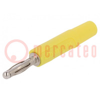 Plug; 2mm banana; 10A; 33VAC; 70VDC; yellow; nickel plated; Ø: 2mm