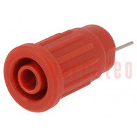 Connector: 4mm banana; socket; 24A; 1kV; red; on panel,push-in