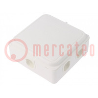 Enclosure: junction box; X: 110mm; Y: 110mm; Z: 49mm; IP65; white