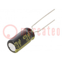 Condensateur: électrolytique; THT; 470uF; 16VDC; Ø8x15mm; ±20%