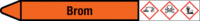 Rohrmarkierer mit Gefahrenpiktogramm - Brom, Orange, 3.7 x 35.5 cm, Seton, Rot