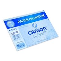 CANSON POCHETE 12 FEUILLES PAPIER MILLIMÉTRÉ BLEU A4 90 G 200067116
