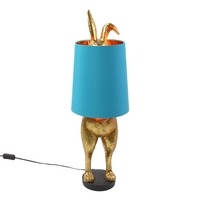 Tischleuchte Hiding Bunny - gold/türkis - Polyresin - 24x24x74 cm - E27, Kabel: