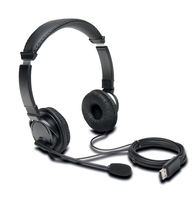 HiFi-Kopfhörer mit Mikrofon, USB-Anschluss, Kunstlederbezug, schwarz