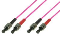 Tecline 20m OM4 2x ST - 2x ST Glasfaserkabel Magenta