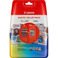 Canon CLI-526 BK/C/M/Y Ink Cartridge + Photo Paper Value Pack