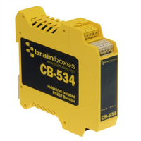 Brainboxes CB-534 seriële converter/repeater/isolator RS-232 Zwart, Geel