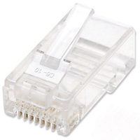 Intellinet 100er-Pack Cat6 RJ45-Modularstecker, UTP, 2-Punkt-Aderkontaktierung, für Litzendraht, 100 Stecker pro Becher