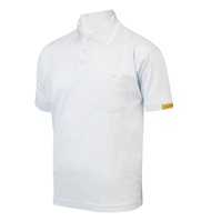 Poloshirt Kurzarm ESD, ESD-Bekleidung, hoher Komfort, EN61340-5-1, Farbe Weiß, Gr. S