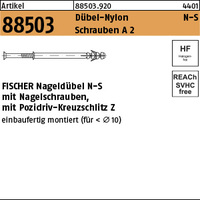 ART 88503 FISCHER-Nageldübel N-S 8 x 80/40 -Z Schraube A 2 VE=S