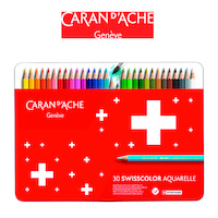 Kredki CARAN D'ACHE Swisscolor Aquarelle, z efektrm akwareli, sześciokątne, 30szt., mix kolorów