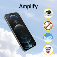 OtterBox Amplify - Protector de Pantalla de Cristal Templado Ultra Resistente y Anti-Microbial para iPhone 12 Pro Max - clear