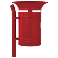 Valencia Post Mounted Litter Bin - 40 Litre - (208203) Valencia bin on a 60mm diameter curved post - RAL 3004 - Purple Red
