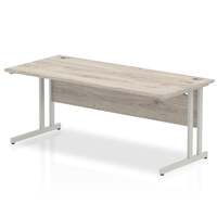 Impulse 1800 x 800mm Straight Desk Grey Oak Top Silver Cantilever Leg I003078