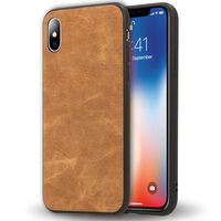 NALIA Faux Leather Case compatible with iPhone X Xs, Slim Protective Cover, Slim Ultra-Thin Shockproof Leatherette Mobile Smart-Phone Case, PU Back-Cover Protector Bumper Light ...