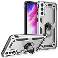 NALIA Military-Style Ring Cover compatible with Samsung Galaxy S21 FE Case, Extreme Protection Shockproof Robust, 360° Ring for Stand Function & Car Mount, Hardcase & Silicone B...