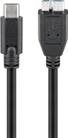 USB-C™ auf Micro-B 3.0 Kabel, schwarz, 1 m - USB 3.0-Micro-Stecker (Typ B) > USB-C™-Stecker