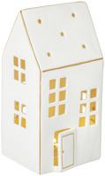 LED-Lichthaus Alnesa; 9.2x8.9x18.4 cm (LxBxH); weiß/gold