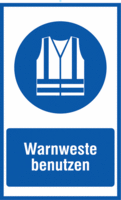Dreieck-Schild - Warnweste benutzen, Blau, 40 x 25 cm, PVC, Zur Deckenmontage