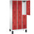 Armario guardarropa EVOLO, de dos pisos, con patas, 3 módulos, cada uno con 2 compartimentos, anchura de módulo 300 mm, gris luminoso / rojo rubí.