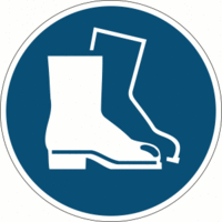 Sicherheitskennzeichen 'Fußschutz benutzen' für Bodenmarkierung Durchmesser 430mm blau