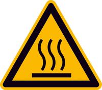 Znak ostrzegawczy folia „Ostrzeżenie przed gorącą powierzchnią”, dł. boku 100mm