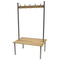 Classic duo changing room bench with silver frame, 1500mm wide