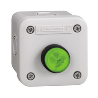 Steuergehäuse XAL-E, 1 flacher Drucktaster, o. Rastung, grün, 1 S