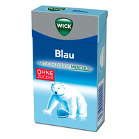 Wick Blau Halsbonbon ohne Zucker 46g Box