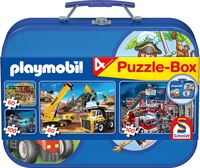 Schmidt Playmobil 2x60, 2x100 db Puzzle Box - Fém kofferben kék (55599, 12406-184)