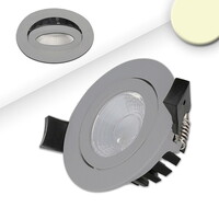 Outdoor LED Einbaustrahler CRI >90, IP65, 8cm, 8W 3000K 650lm 36°, schwenkbar, dimmbar, Silber