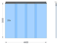 Foto 1 von PVC-Streifenvorhang, Lamellen 400 x 4 mm transparent, Höhe 3,00 m, Breite 5,80 m (5,00 m), Edelstahl