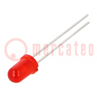 LED; 5mm; rosso; 5,6÷19mcd; 50°; Frontale: convesso; 2÷2,6V