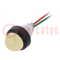 Indicator: LED; prominent; yellow; 24VDC; 24VAC; Ø13mm; leads 300mm