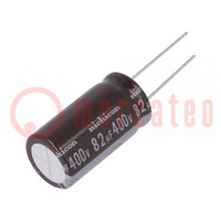 Condensatore: elettrolitico; THT; 82uF; 400VDC; Ø16x31,5mm; ±20%