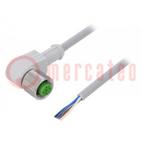 Connection lead; M12; PIN: 4; angled; 5m; plug; 250VAC; -25÷80°C; PVC