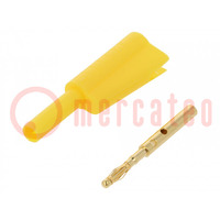 Plug; 2mm banana; 10A; 30VAC; 60VDC; yellow; Connection: soldered