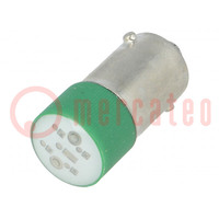 Lampka LED; zielony; BA9S; 230VAC