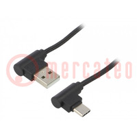Kabel; USB 2.0; USB A Eckstecker,USB C Eckstecker; 1m