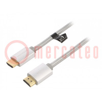 Kabel; HDMI 2.0; HDMI wtyk,z obu stron; PVC; tekstylny; 0,75m