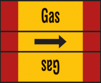 Rohrmarkierungsband ohne Gefahrenpiktogramm - Gas, Rot/Gelb, 10.5 x 12.7 cm