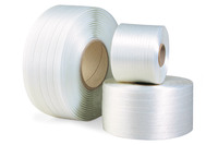 Polyesterband fadenverstärkt, 16 mm breit x 850 lfm, weiß, Reißfestigkeit 450 kp