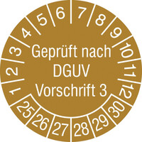 Prüfplakette, Geprüft nach DGUV Vorschrift 3, Durchm.: 3 cm, 15 Stk/Bogen Version: 25-30 - Geprüft nach DGUV Vorschrift 3, 25-30