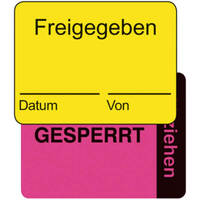 Zweiteilige Kennzeichnungsetiketten, 4 x 3 cm, oberes Etikett ablösbar Version: 01 - Freigegeben / Gesperrt
