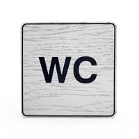 Tello Wood Holz-Türschild eckig, Material: Eiche Furnier, Maße 10,0 x 10,0 cm, Farbe: Weiß, Motiv: Schwarz Version: 15 - WC