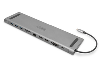 Digitus 11-portowa stacja dokująca USB-C, kolor szary, 2 x HDMI, VGA