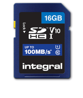 Integral 16GB HIGH SPEED SDHC/XC V10 100MB CLASS 10 UHS-I U1 mémoire flash 16 Go SD