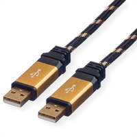 ROLINE 11.02.8913 USB-kabel 3 m USB 2.0 USB A Zwart, Goud