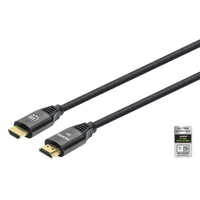 Manhattan HDMI Cable with Ethernet, 8K@60Hz (Ultra High Speed), 3m (Braided), Male to Male, Black, 4K@120Hz, Ultra HD 4k x 2k, Fully Shielded, Gold Plated Contacts, Lifetime War...